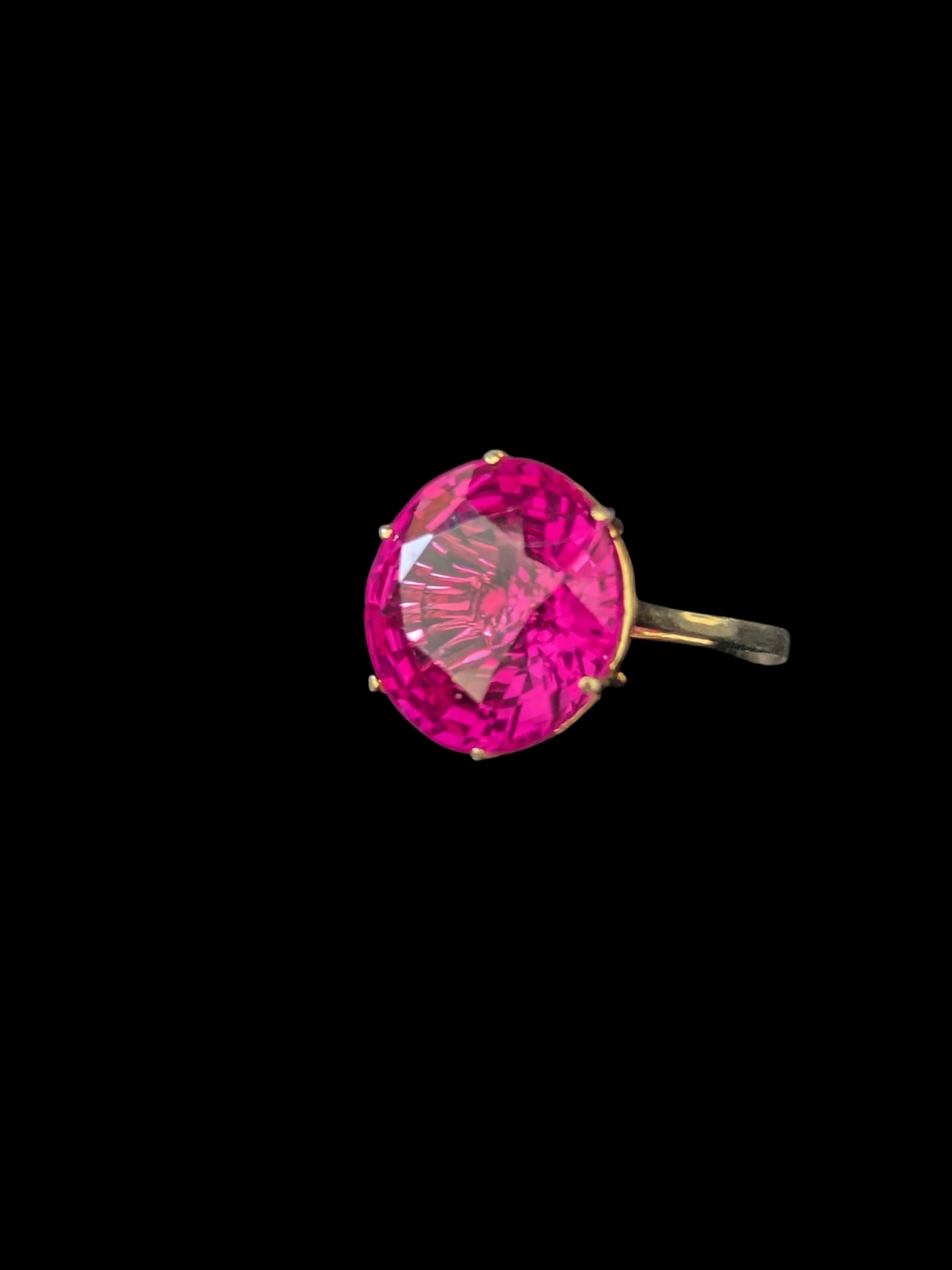 Pink Round Cut Ruby Cocktail 14k Gold Ring S.6.5 - Picture 8 of 14